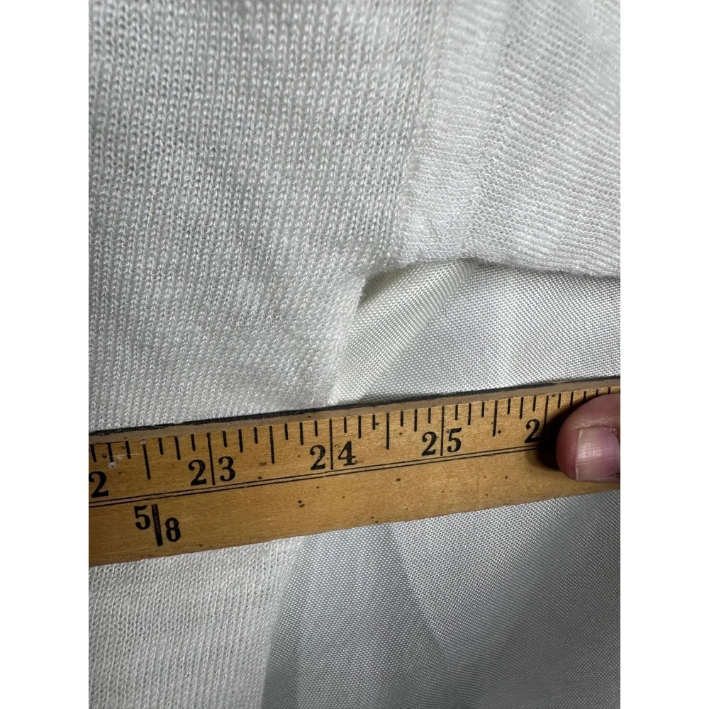 Feel The Piece Terre Jacobs White Linen Lace Up Shoulder V-Neck Sweater OS artsy